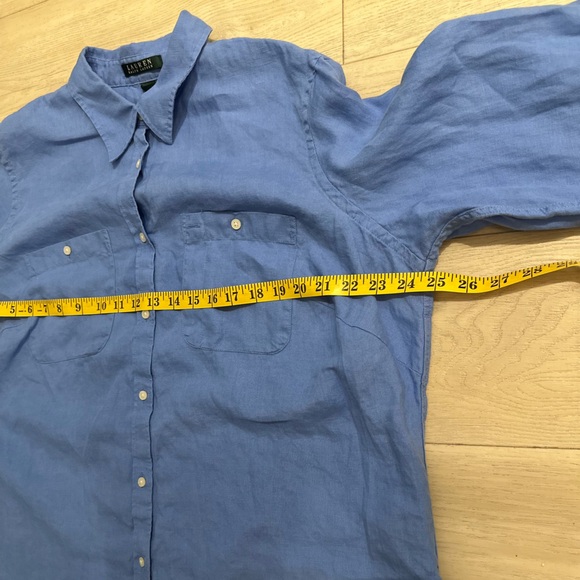 Lauren Ralph Lauren Classic Blue Shirt 100% Linen XL Preppy Old money - Picture 11 of 13